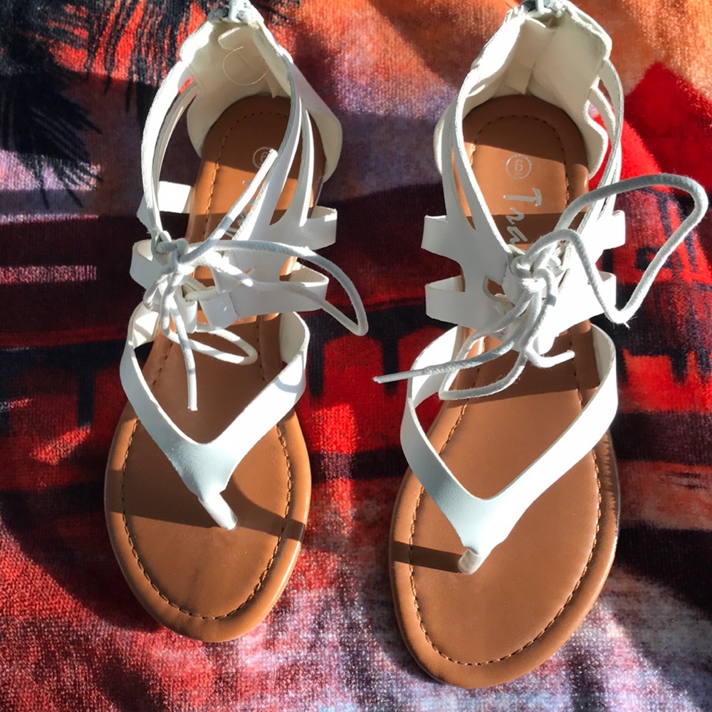 White zip up sandals